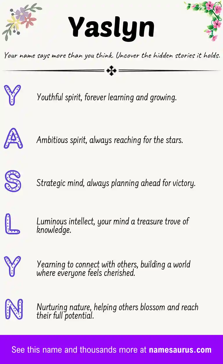 Acrostic poem about Yaslyn.