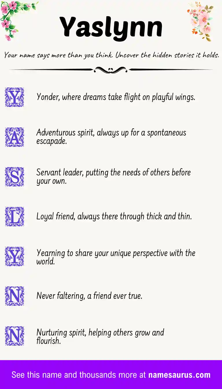 Acrostic poem about Yaslynn.
