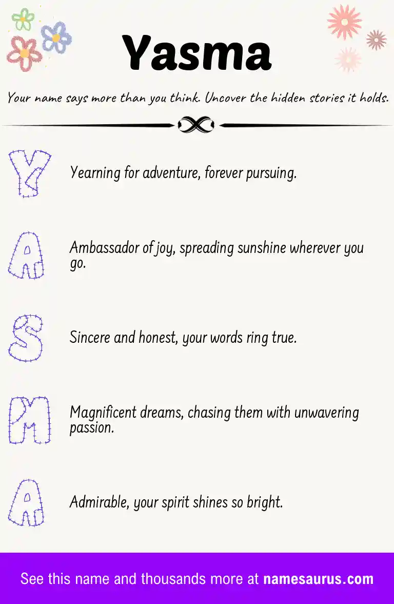 Acrostic poem about Yasma.