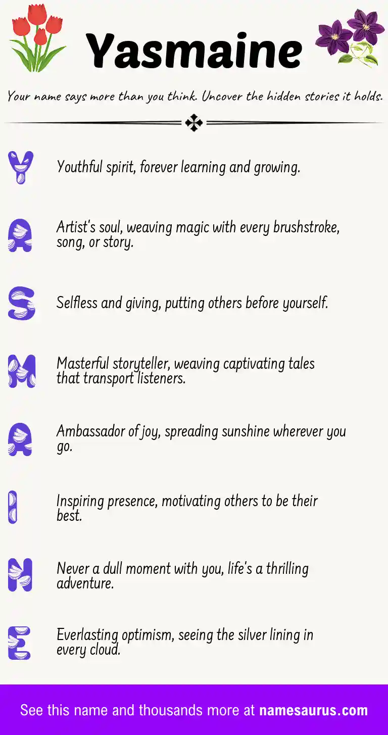 Acrostic poem about Yasmaine.