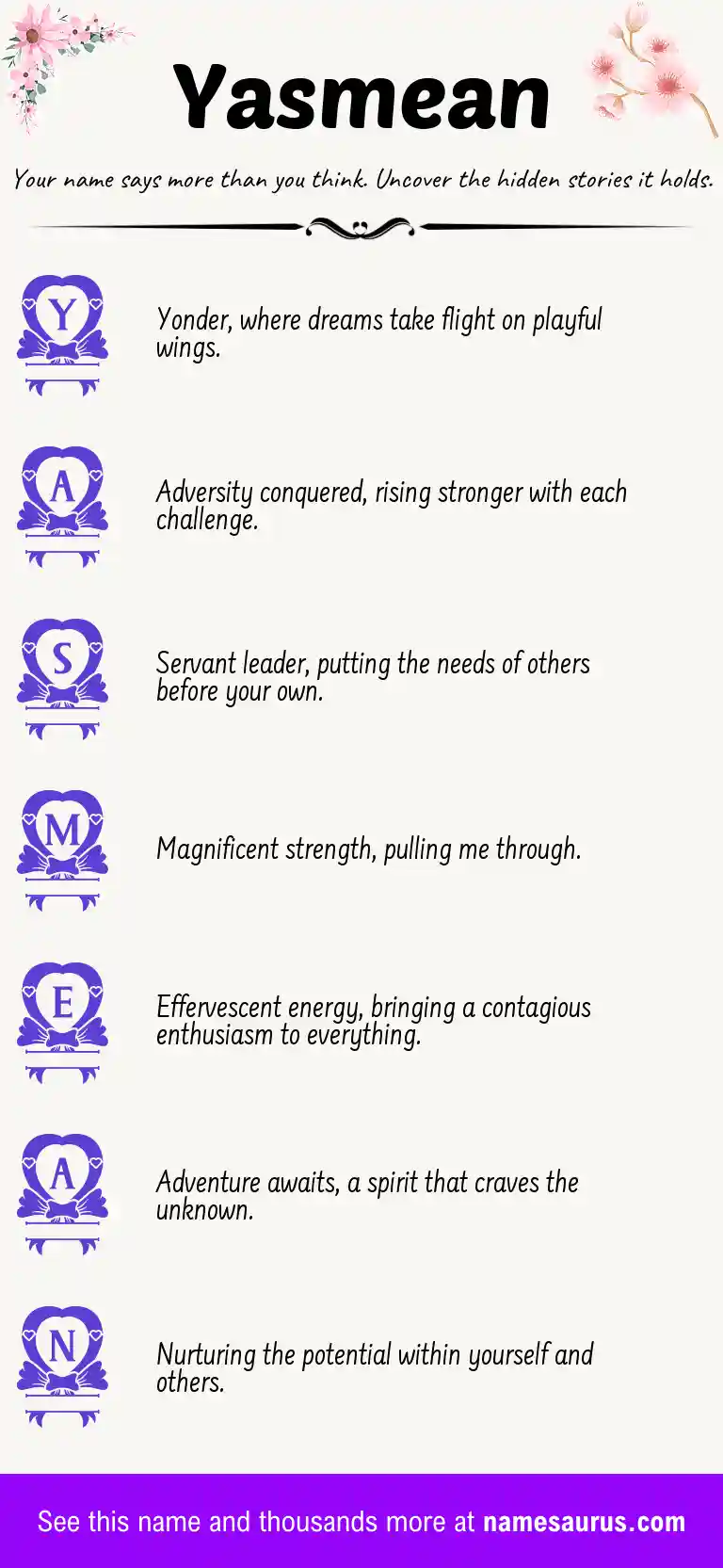 Acrostic poem about Yasmean.