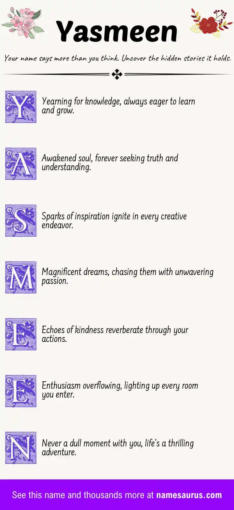 Acrostic poem about Yasmeen.