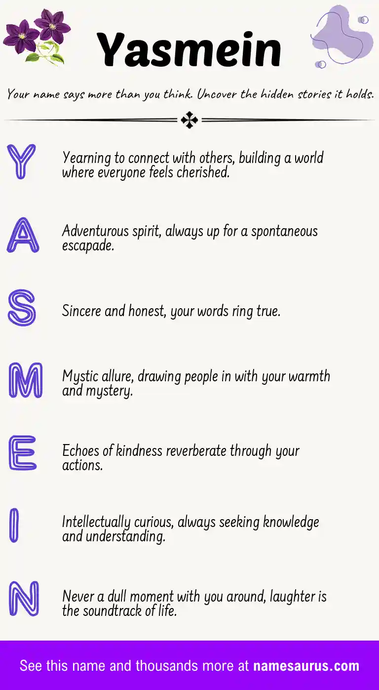 Acrostic poem about Yasmein.