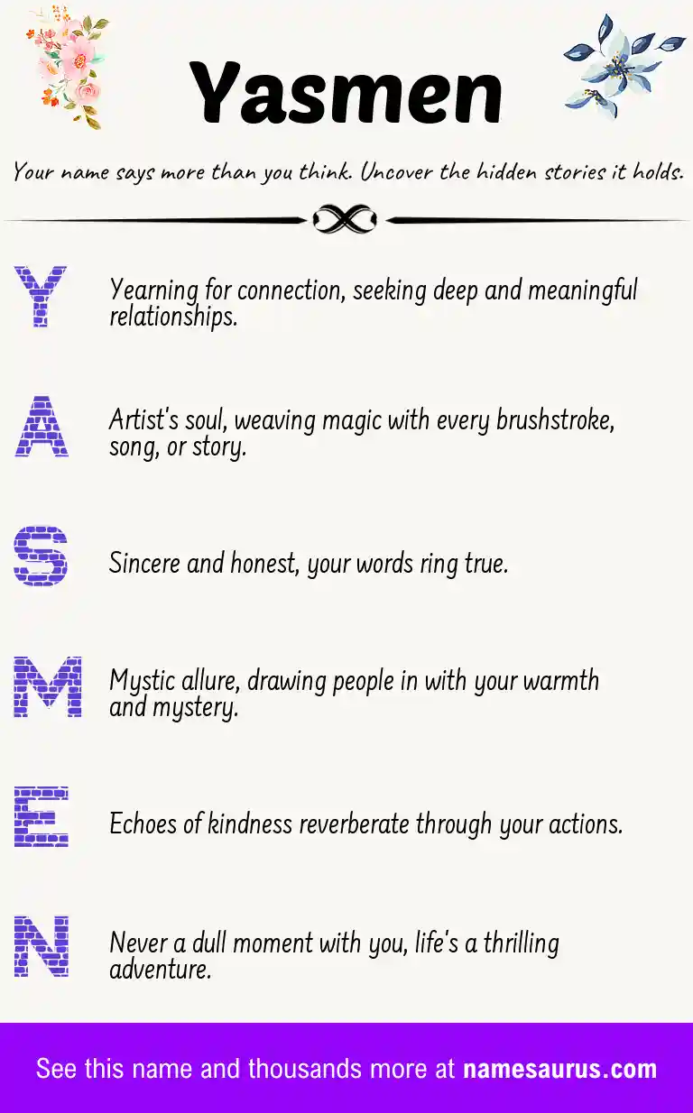 Acrostic poem about Yasmen.