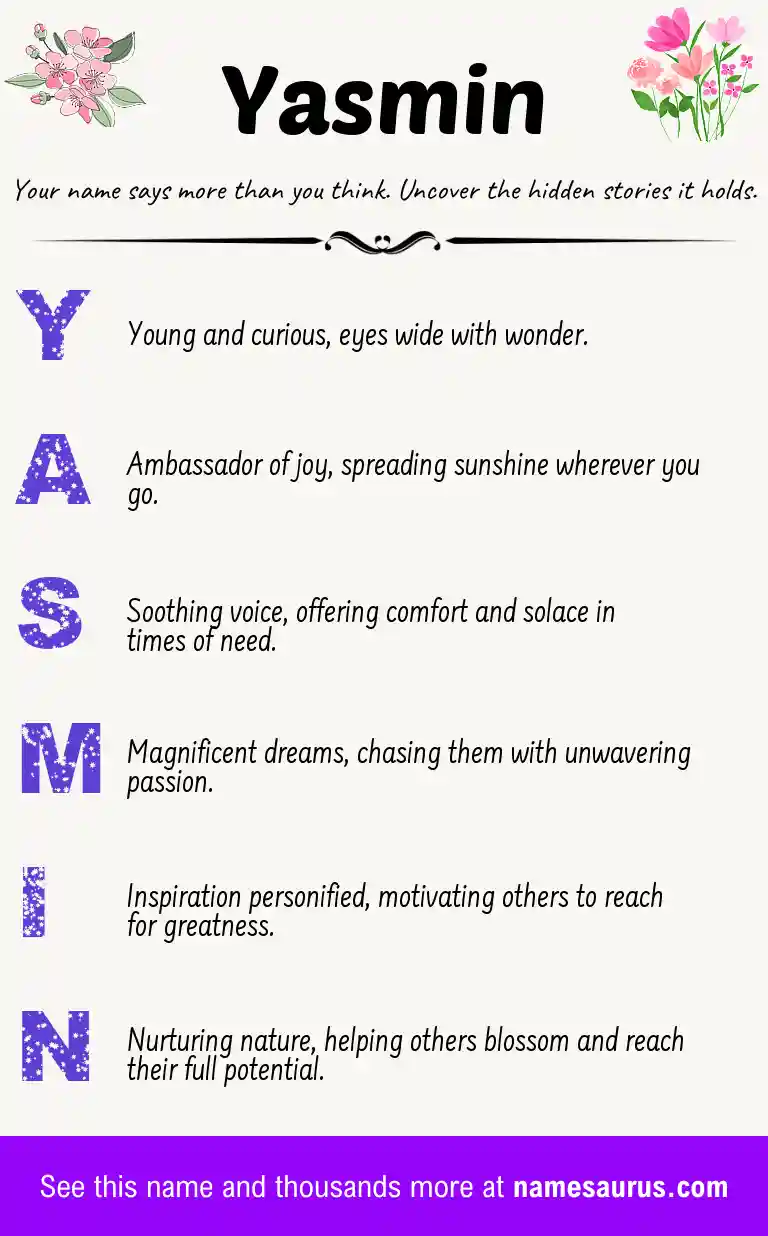 Acrostic poem about Yasmin.