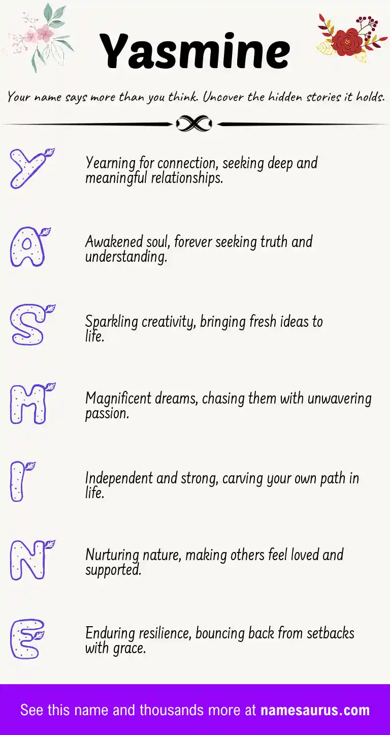 Acrostic poem about Yasmine.