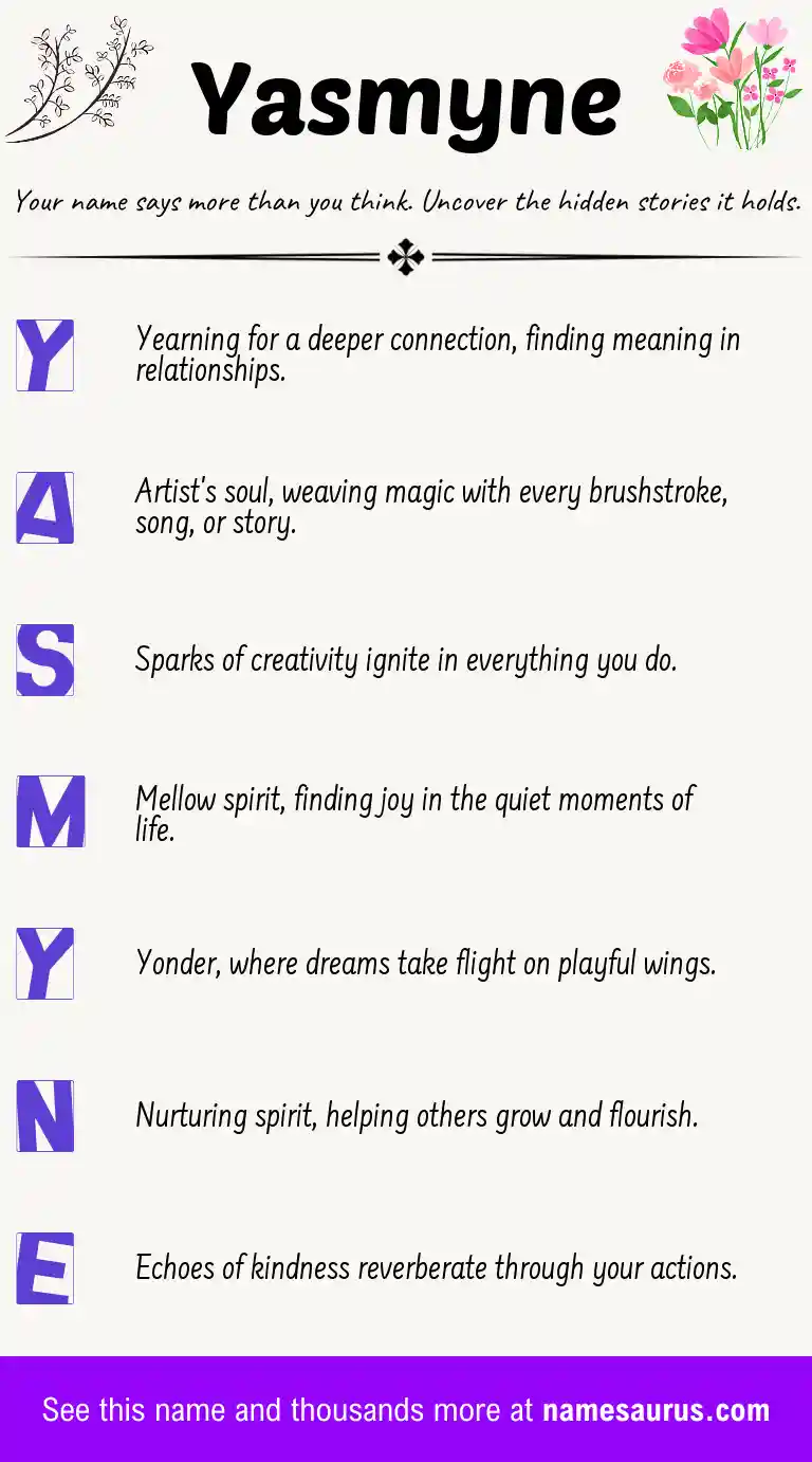 Acrostic poem about Yasmyne.