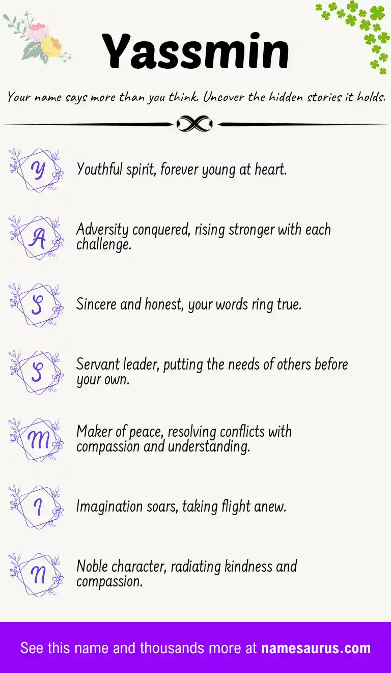 Acrostic poem about Yassmin.
