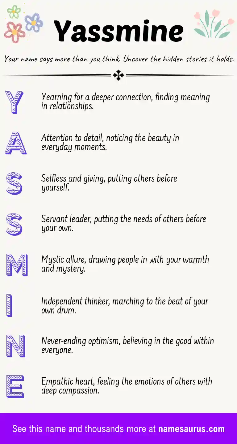 Acrostic poem about Yassmine.