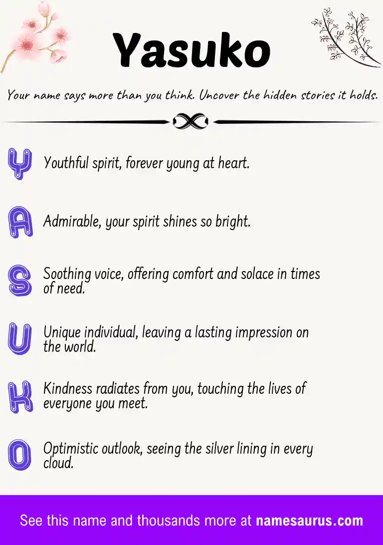 Acrostic poem about Yasuko.
