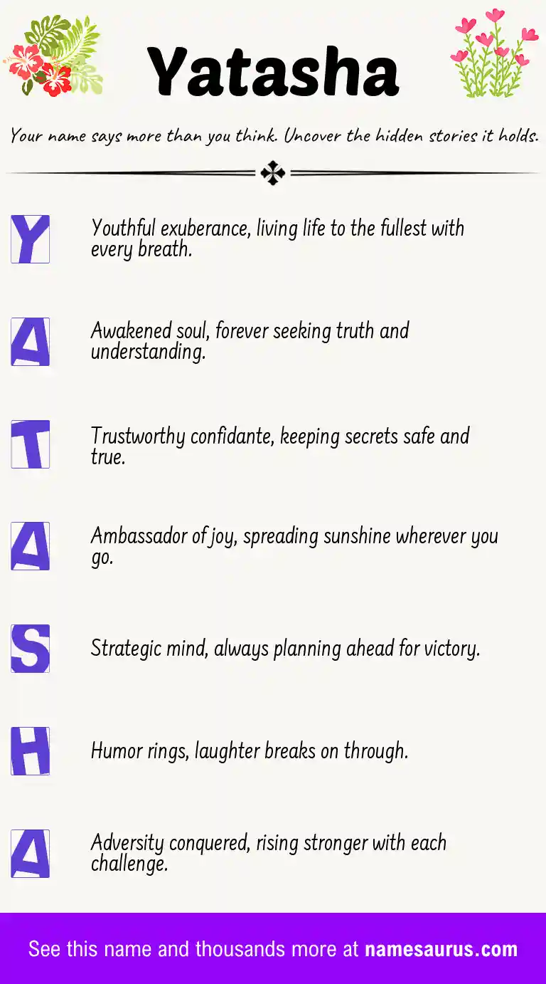 Acrostic poem about Yatasha.