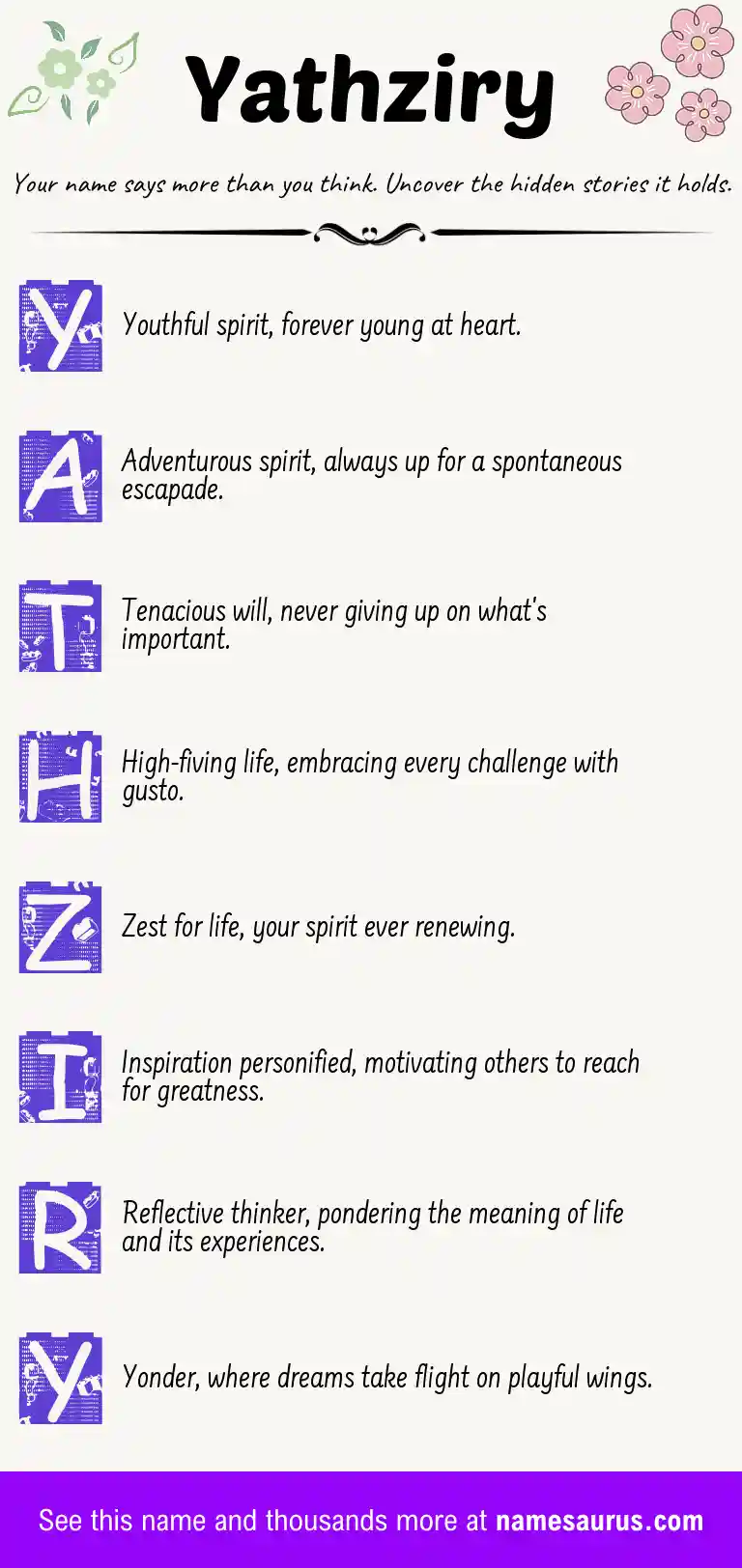 Acrostic poem about Yathziry.