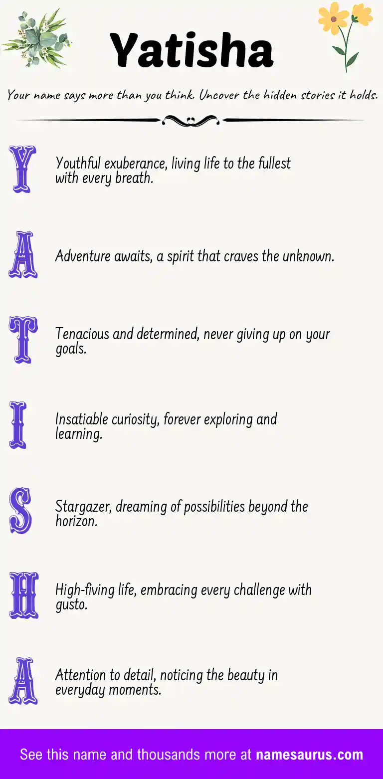 Acrostic poem about Yatisha.