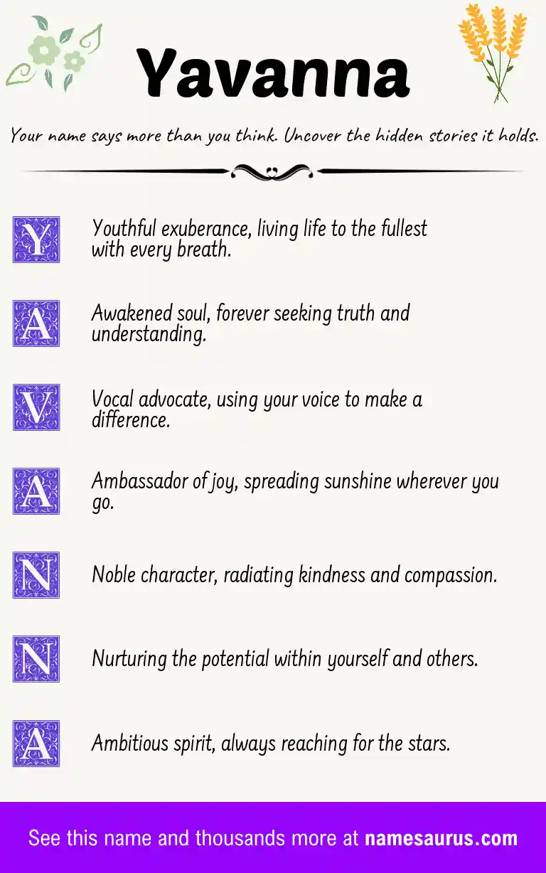 Acrostic poem about Yavanna.