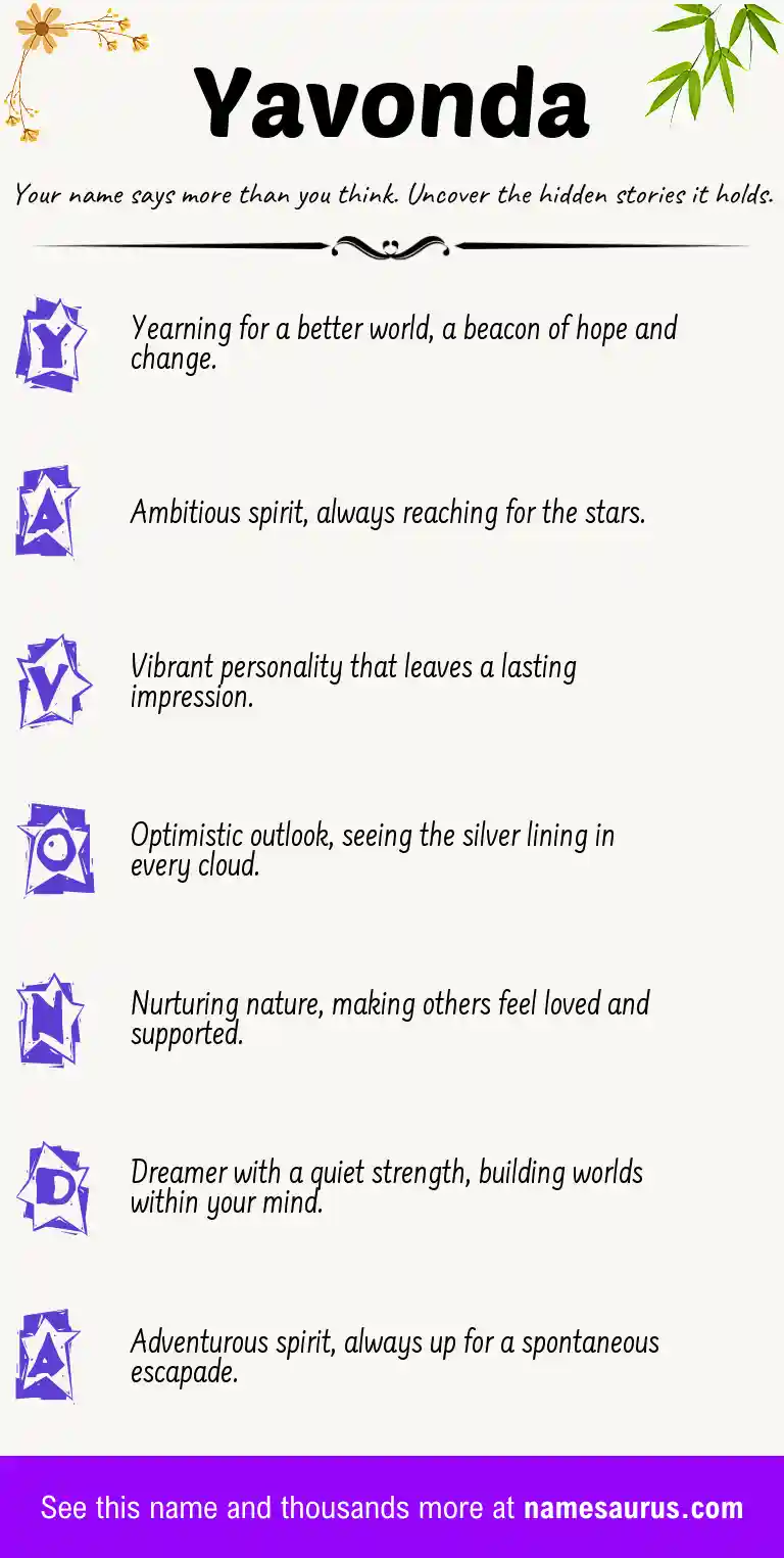 Acrostic poem about Yavonda.
