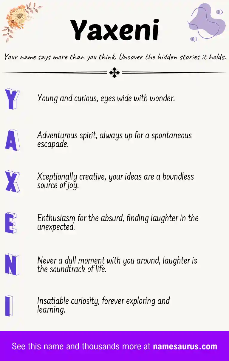 Acrostic poem about Yaxeni.