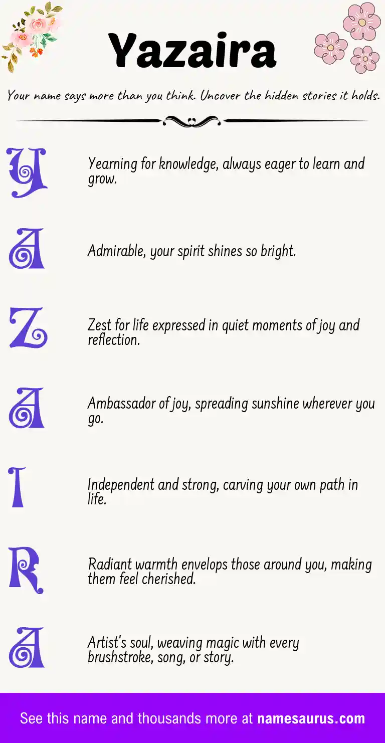 Acrostic poem about Yazaira.
