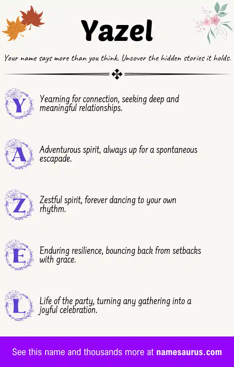 Acrostic poem about Yazel.