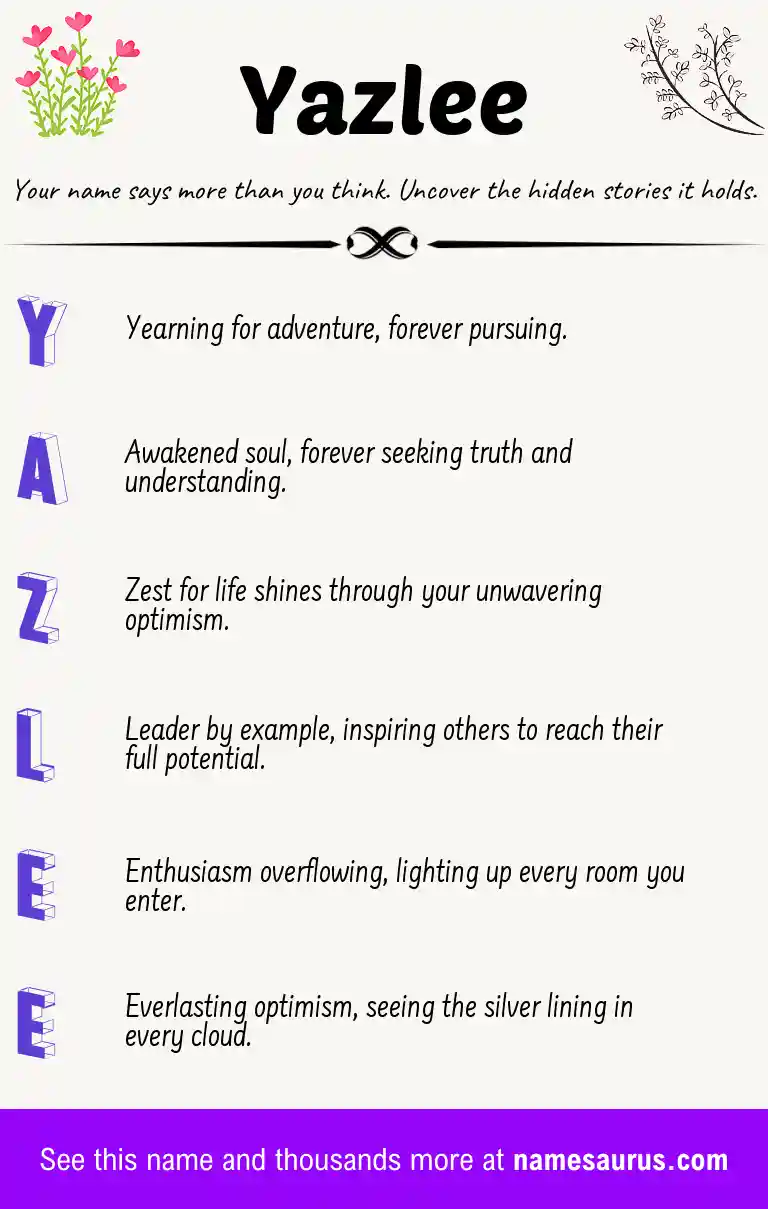 Acrostic poem about Yazlee.