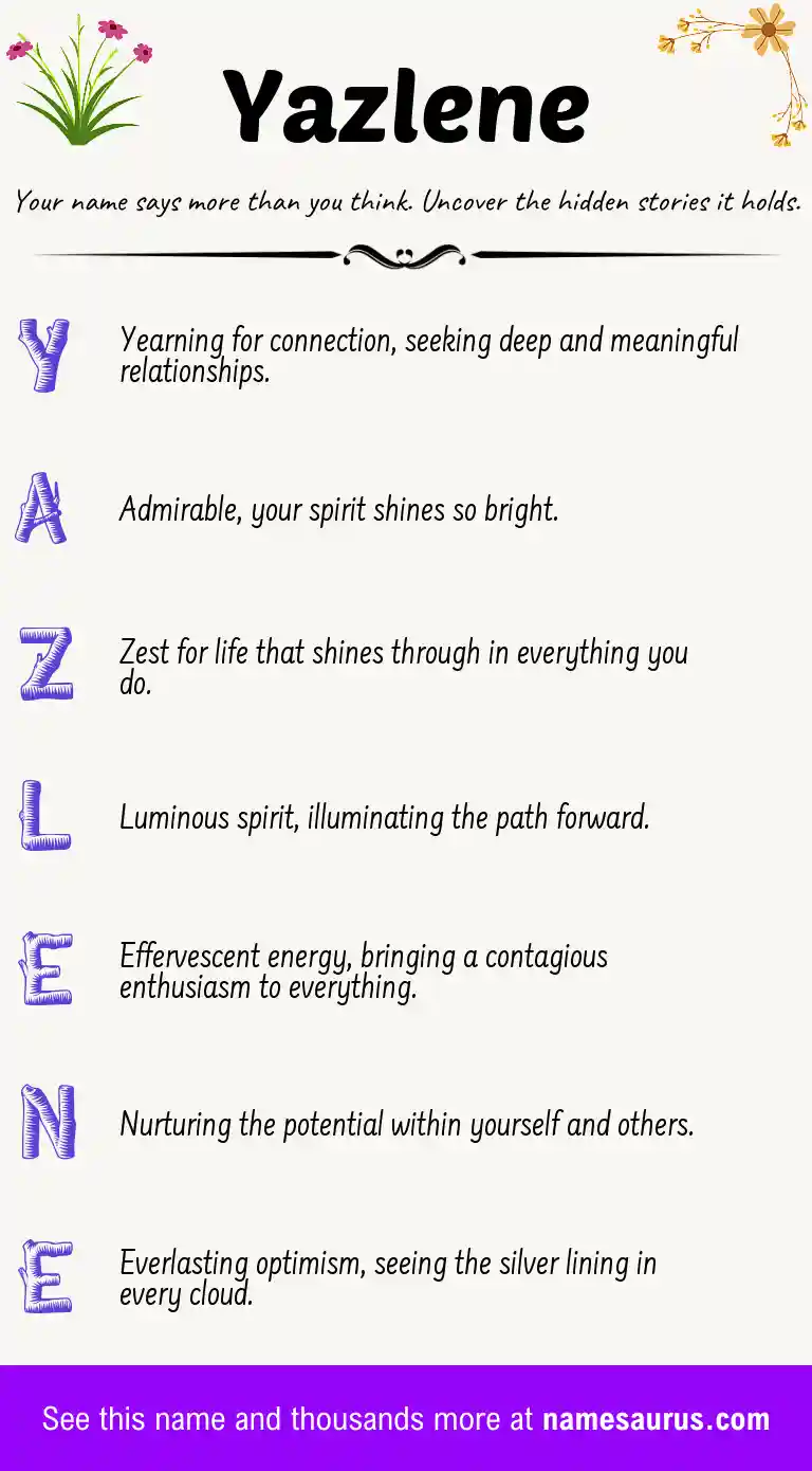Acrostic poem about Yazlene.