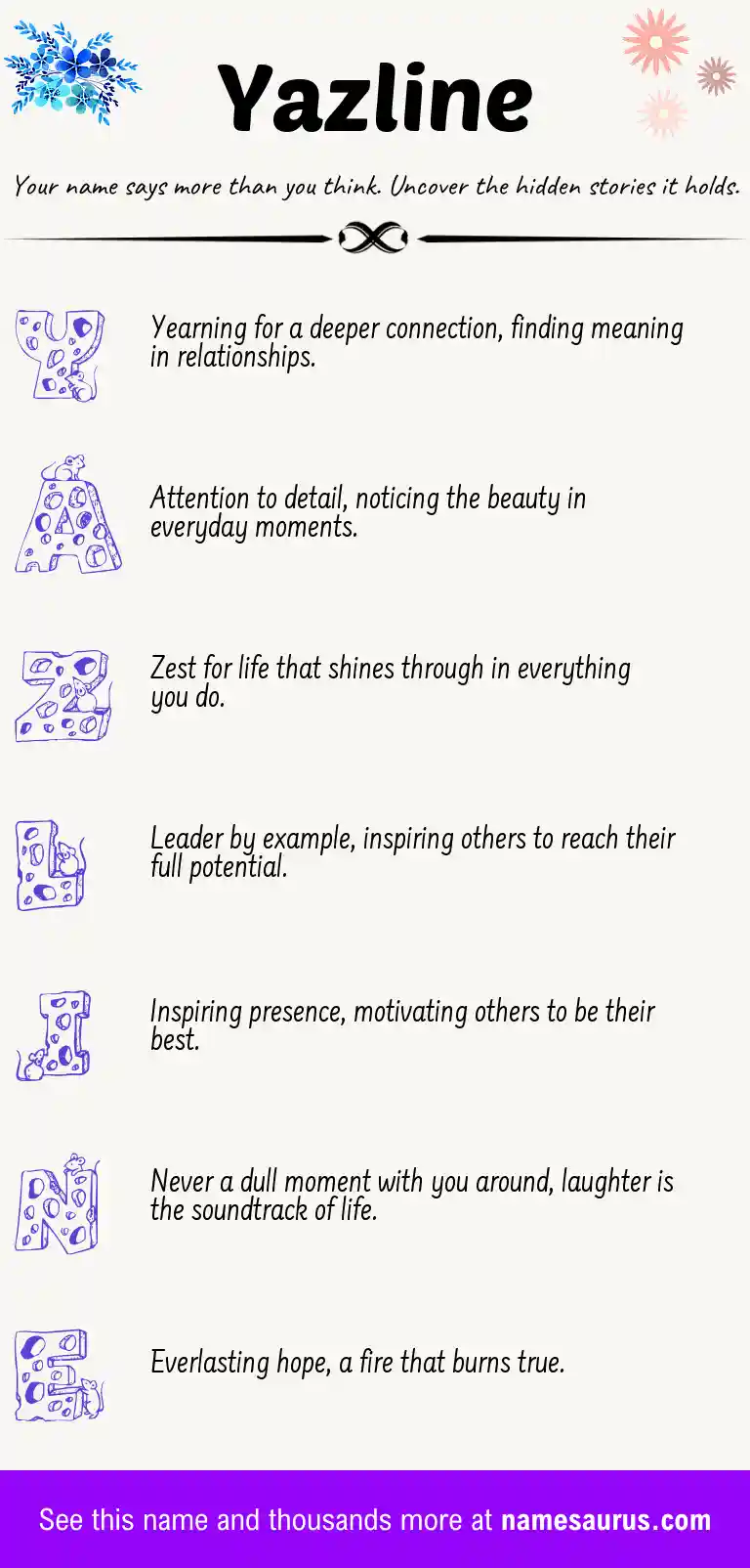Acrostic poem about Yazline.