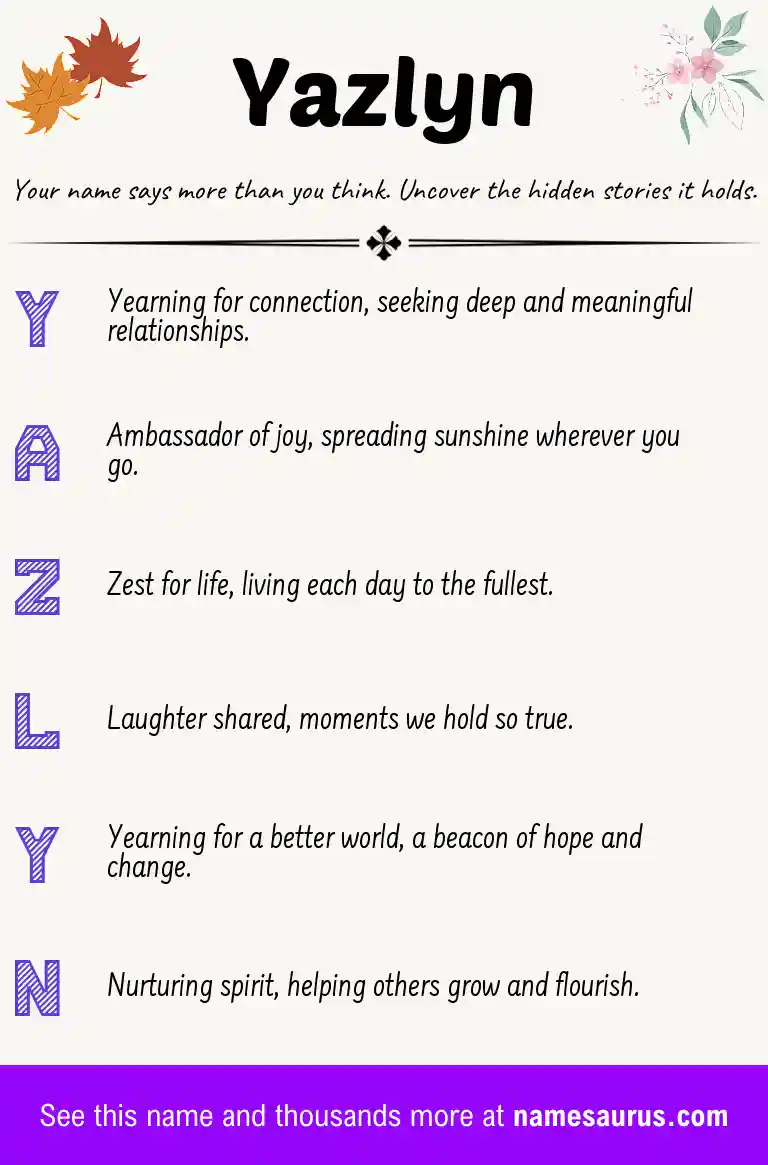 Acrostic poem about Yazlyn.