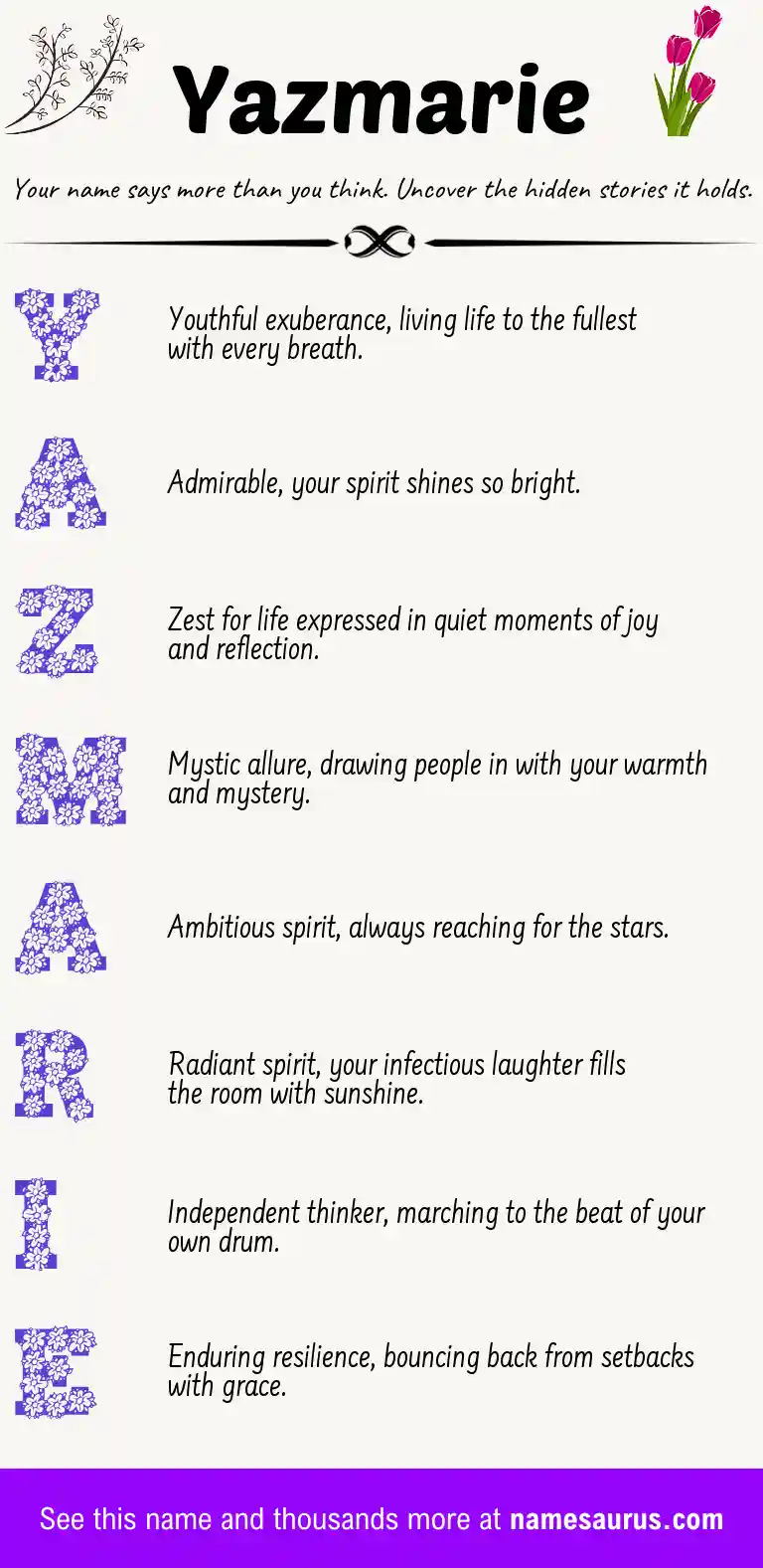 Acrostic poem about Yazmarie.