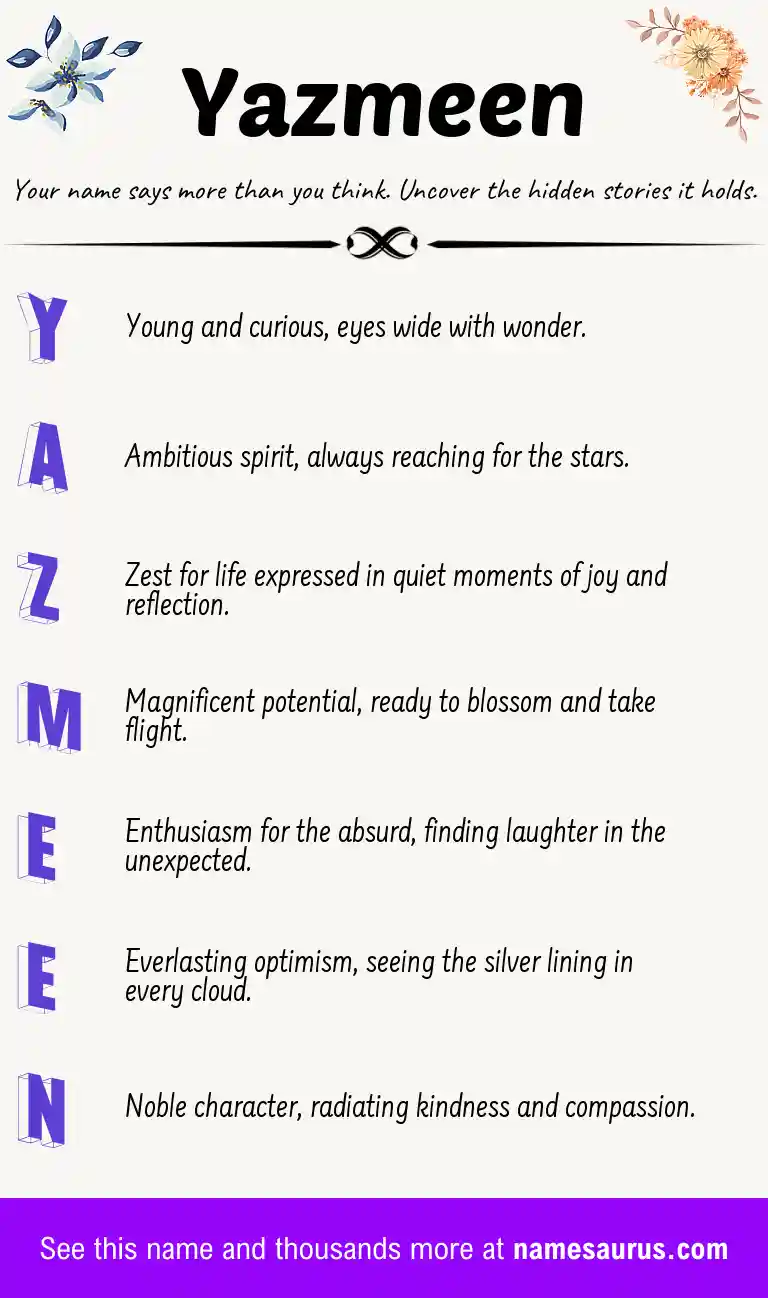 Acrostic poem about Yazmeen.