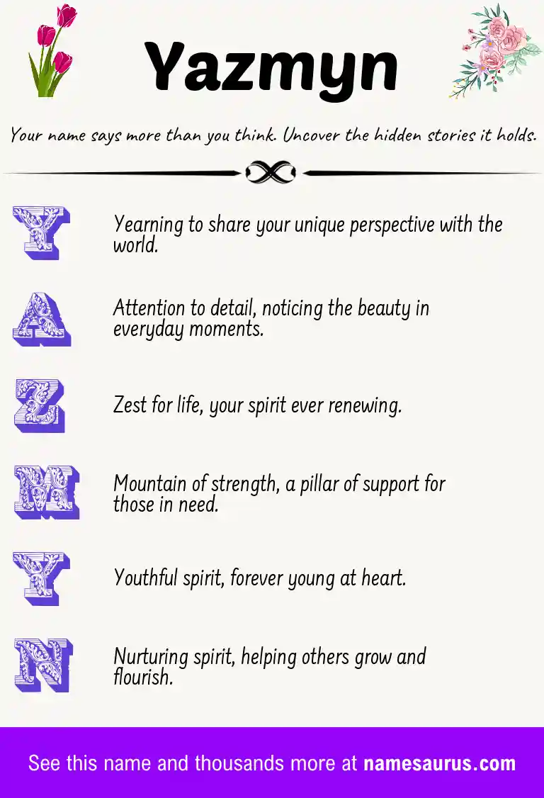 Acrostic poem about Yazmyn.