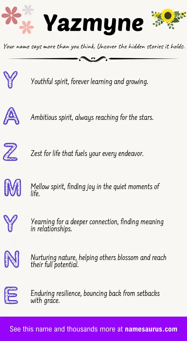 Acrostic poem about Yazmyne.