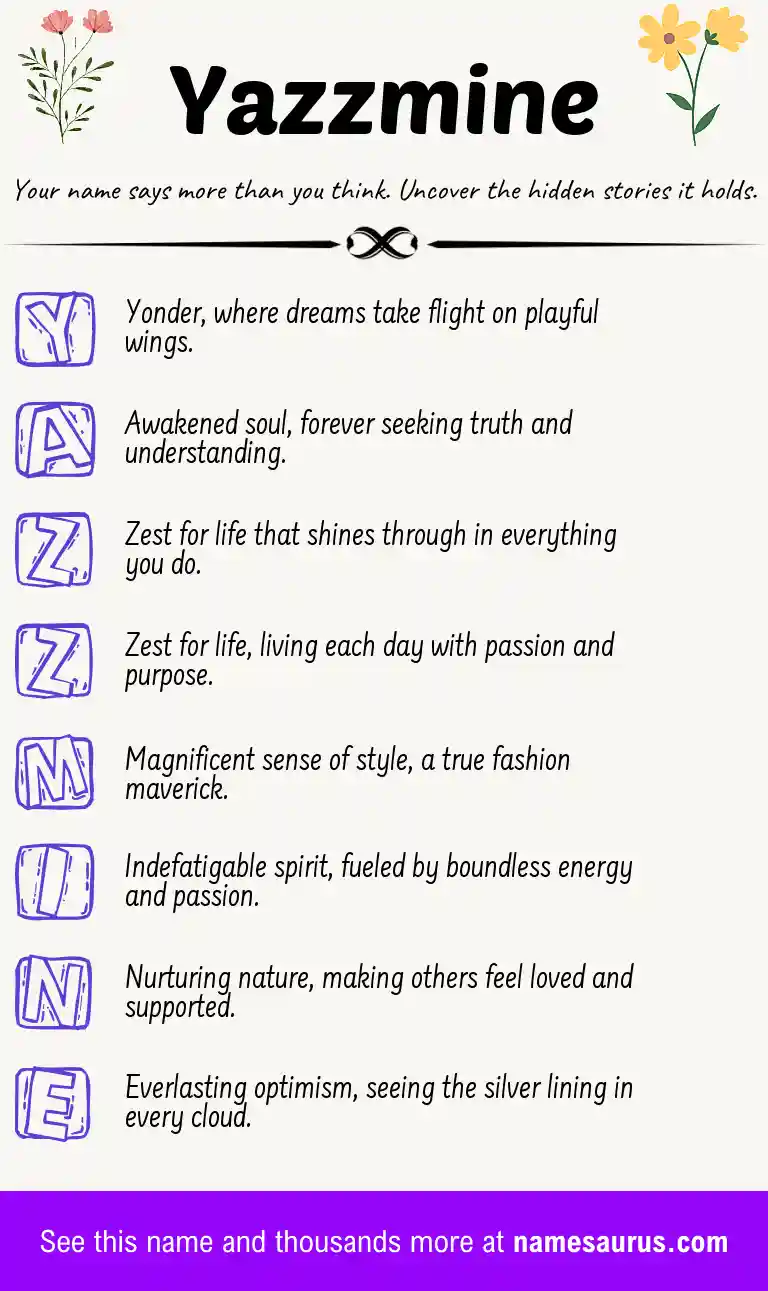 Acrostic poem about Yazzmine.