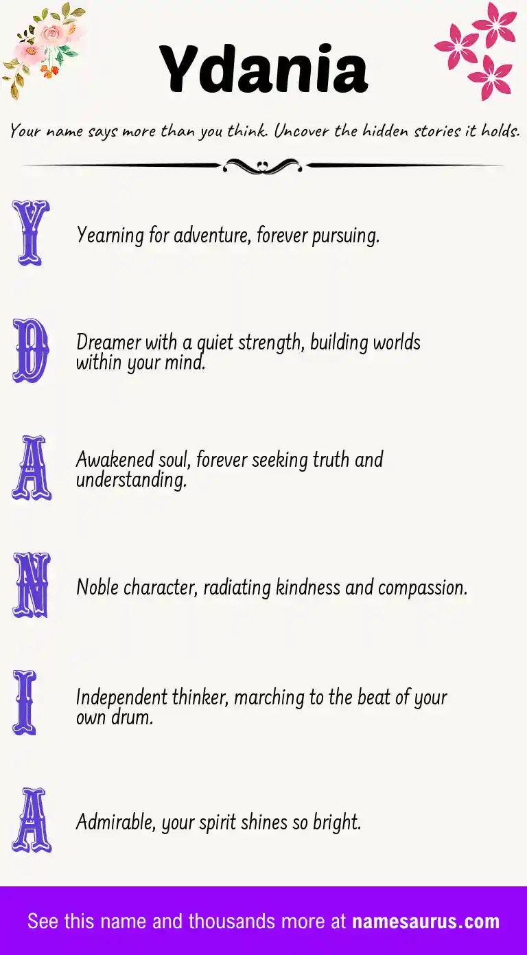 Acrostic poem about Ydania.