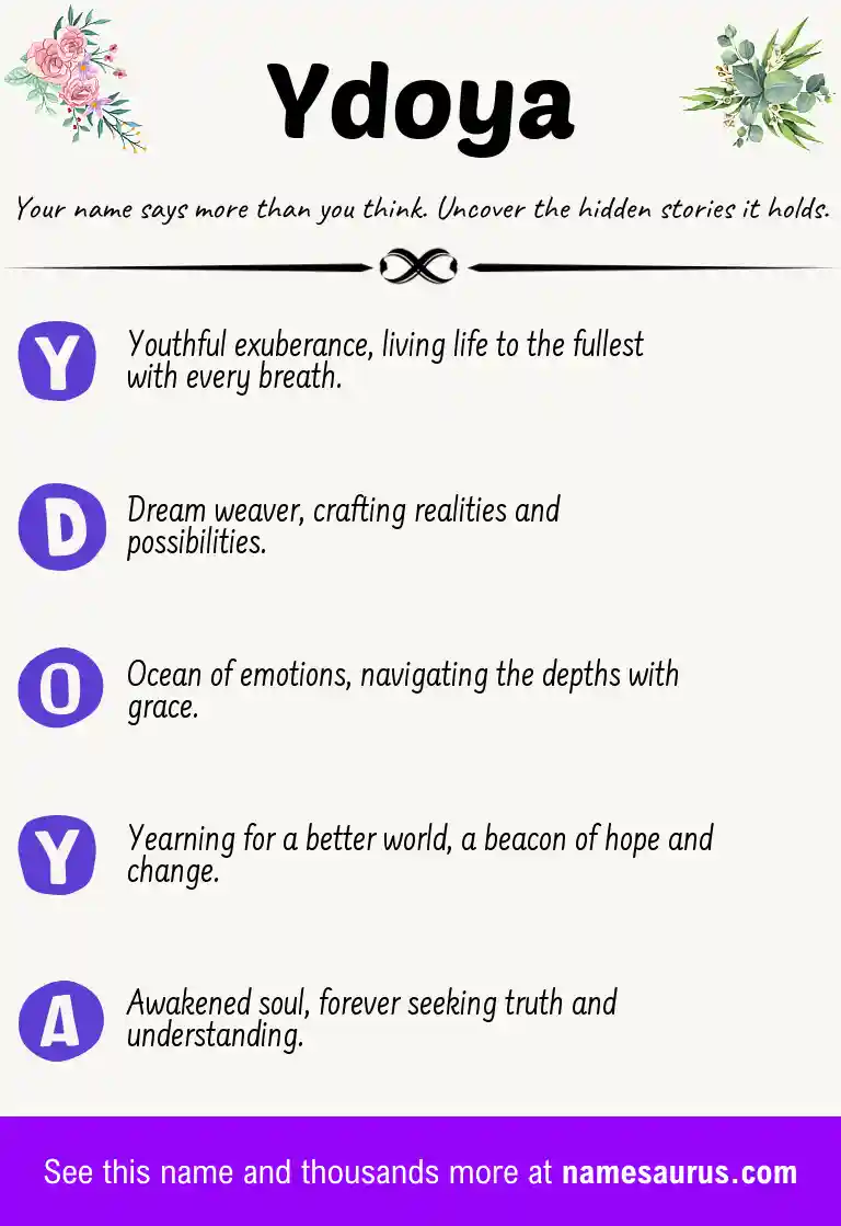 Acrostic poem about Ydoya.