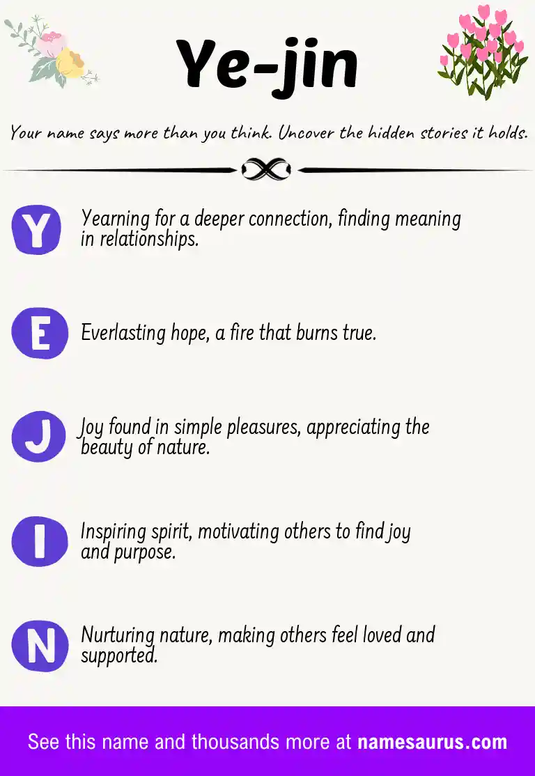 Acrostic poem about Ye-jin.