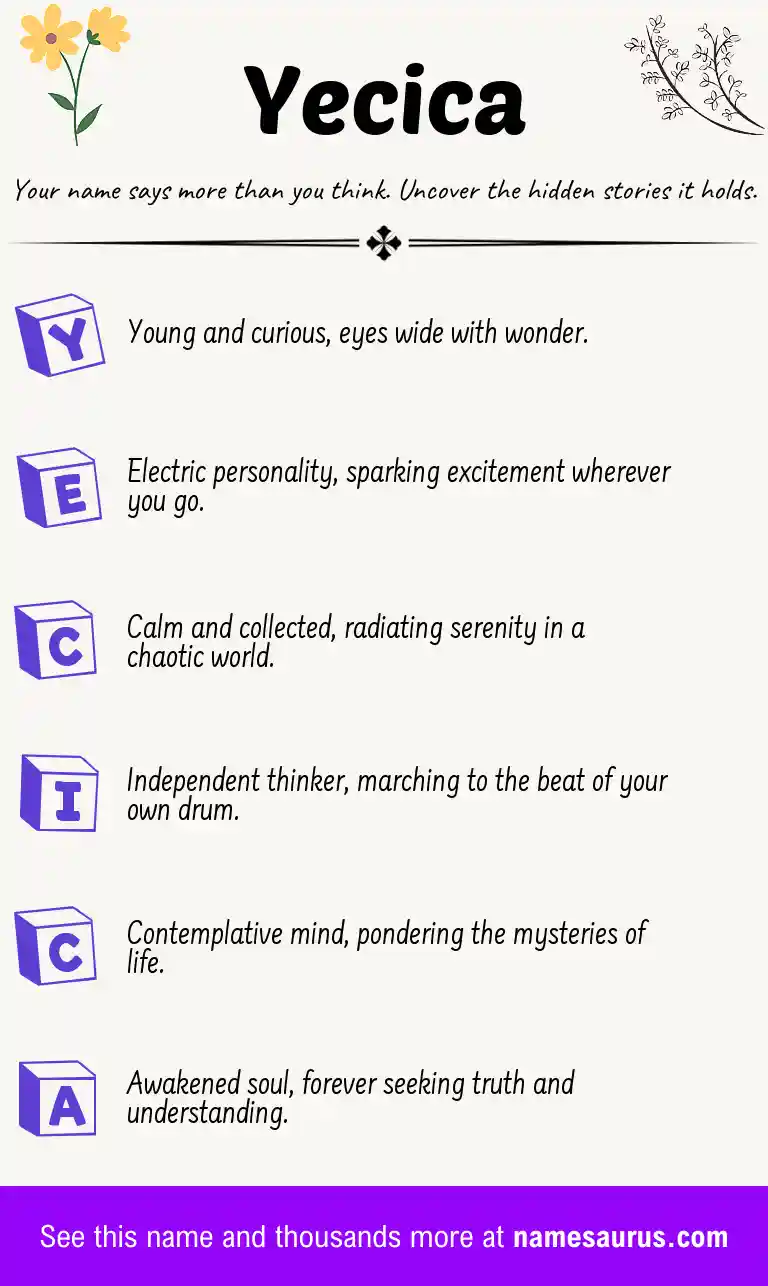 Acrostic poem about Yecica.