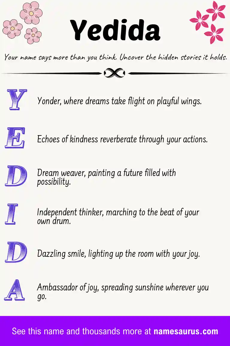 Acrostic poem about Yedida.