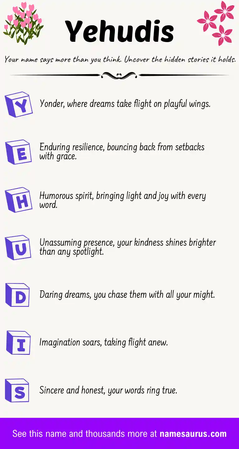 Acrostic poem about Yehudis.