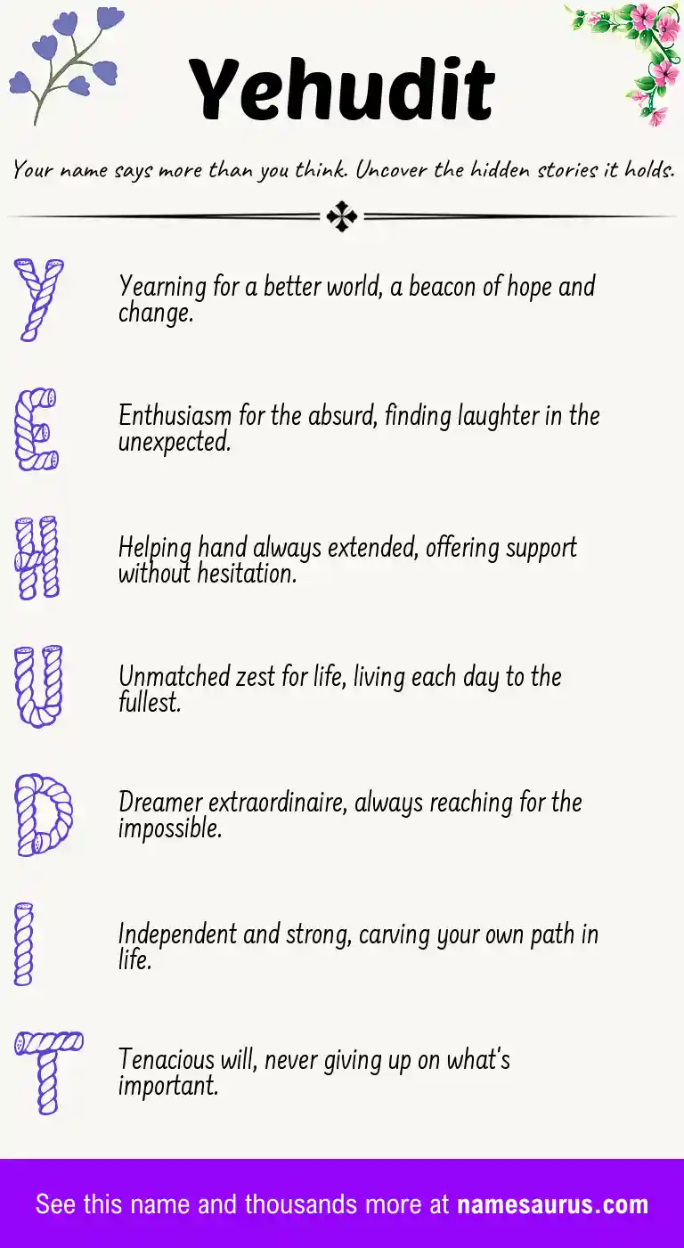 Acrostic poem about Yehudit.