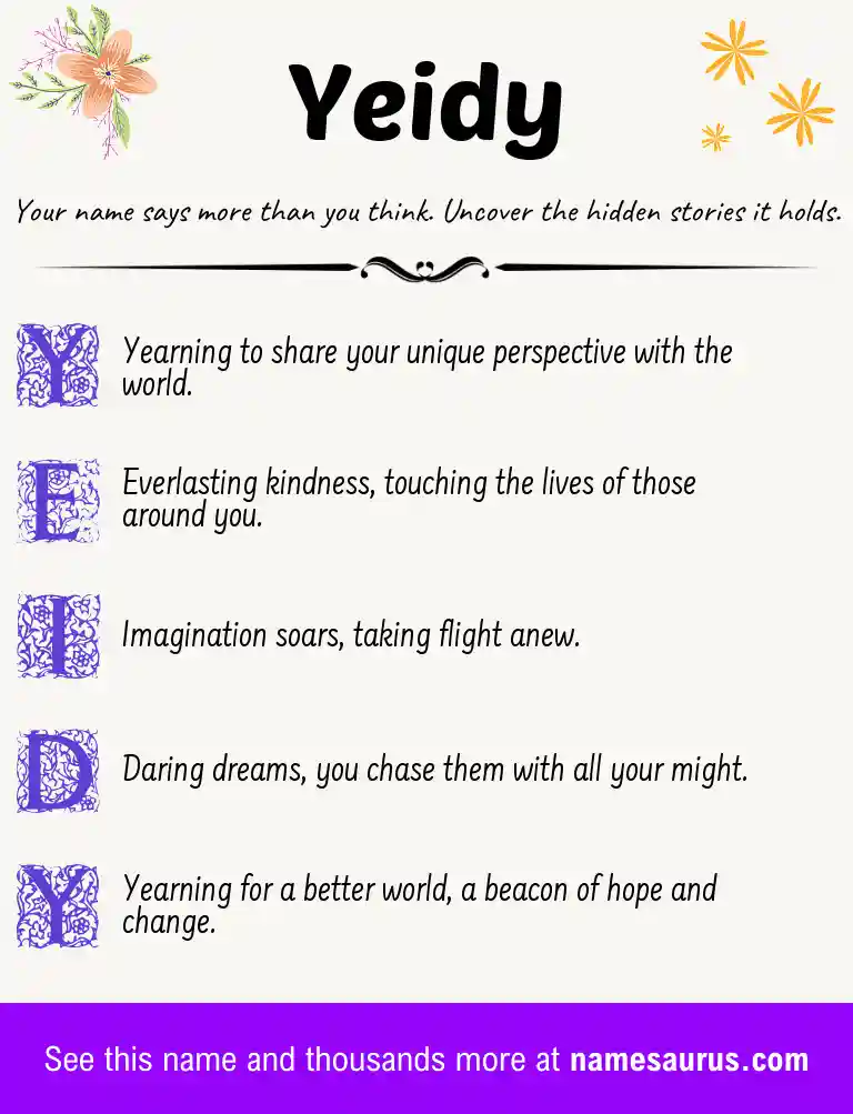 Acrostic poem about Yeidy.