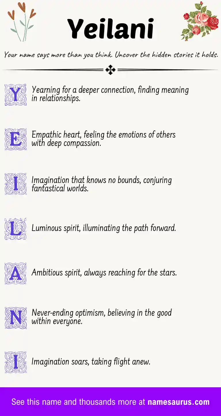 Acrostic poem about Yeilani.