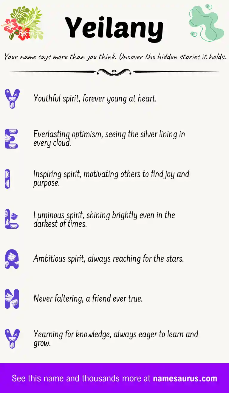 Acrostic poem about Yeilany.