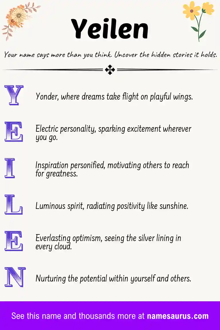 Acrostic poem about Yeilen.