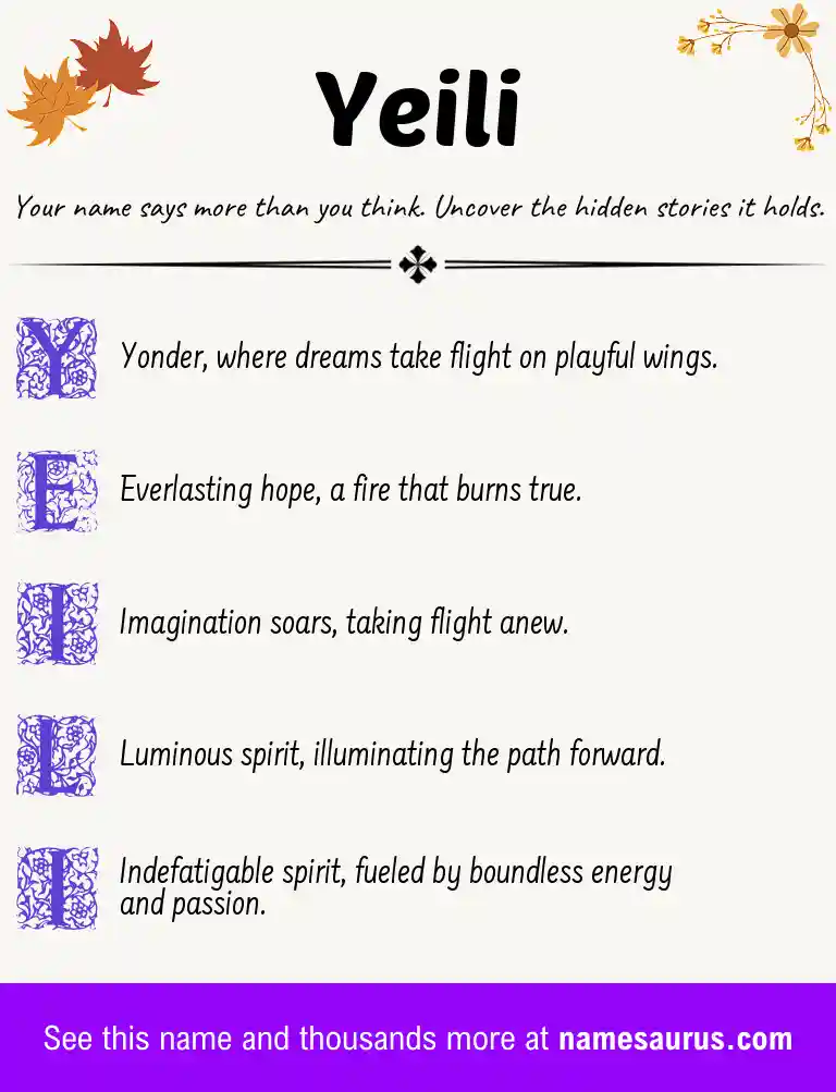Acrostic poem about Yeili.