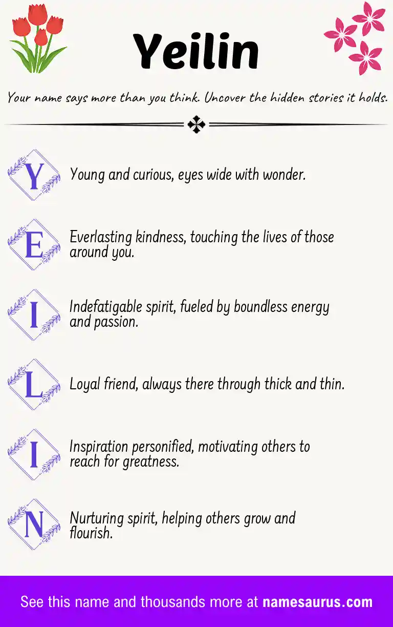 Acrostic poem about Yeilin.