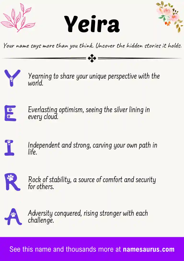 Acrostic poem about Yeira.