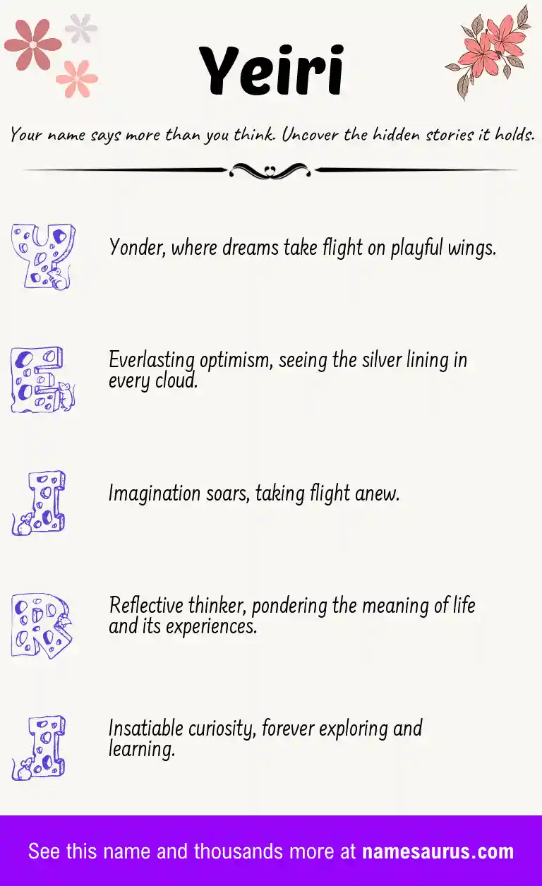 Acrostic poem about Yeiri.