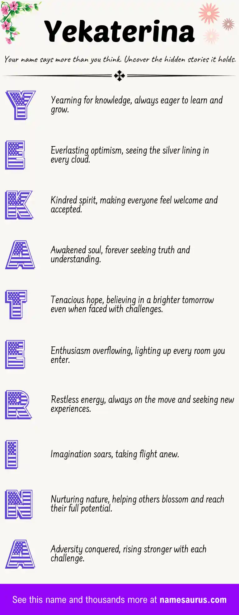 Acrostic poem about Yekaterina.