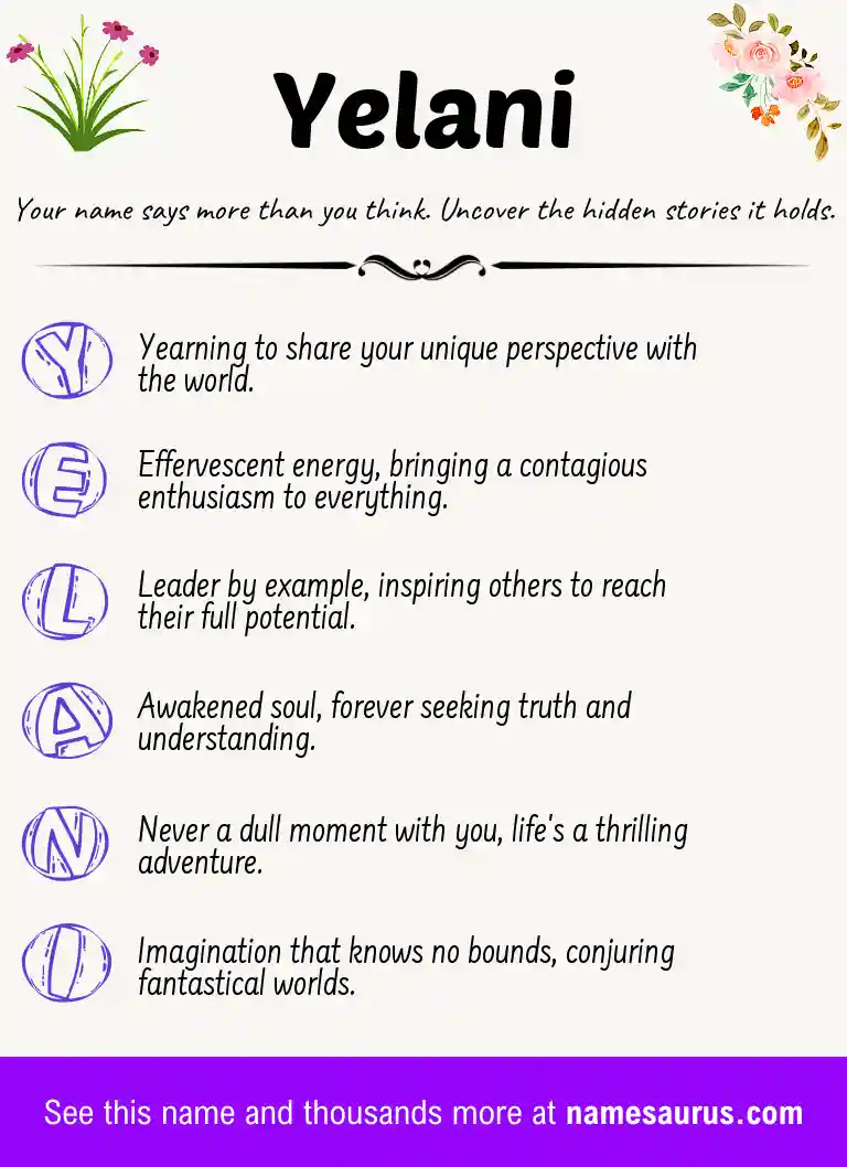 Acrostic poem about Yelani.