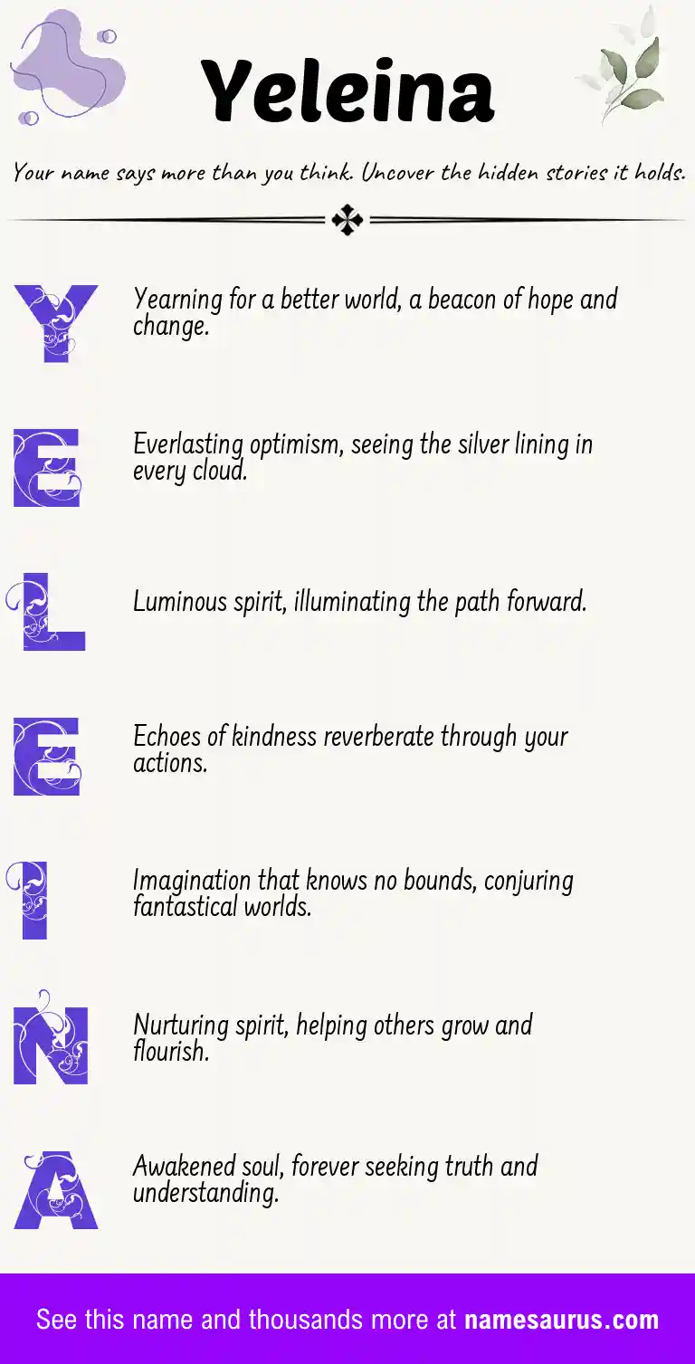 Acrostic poem about Yeleina.