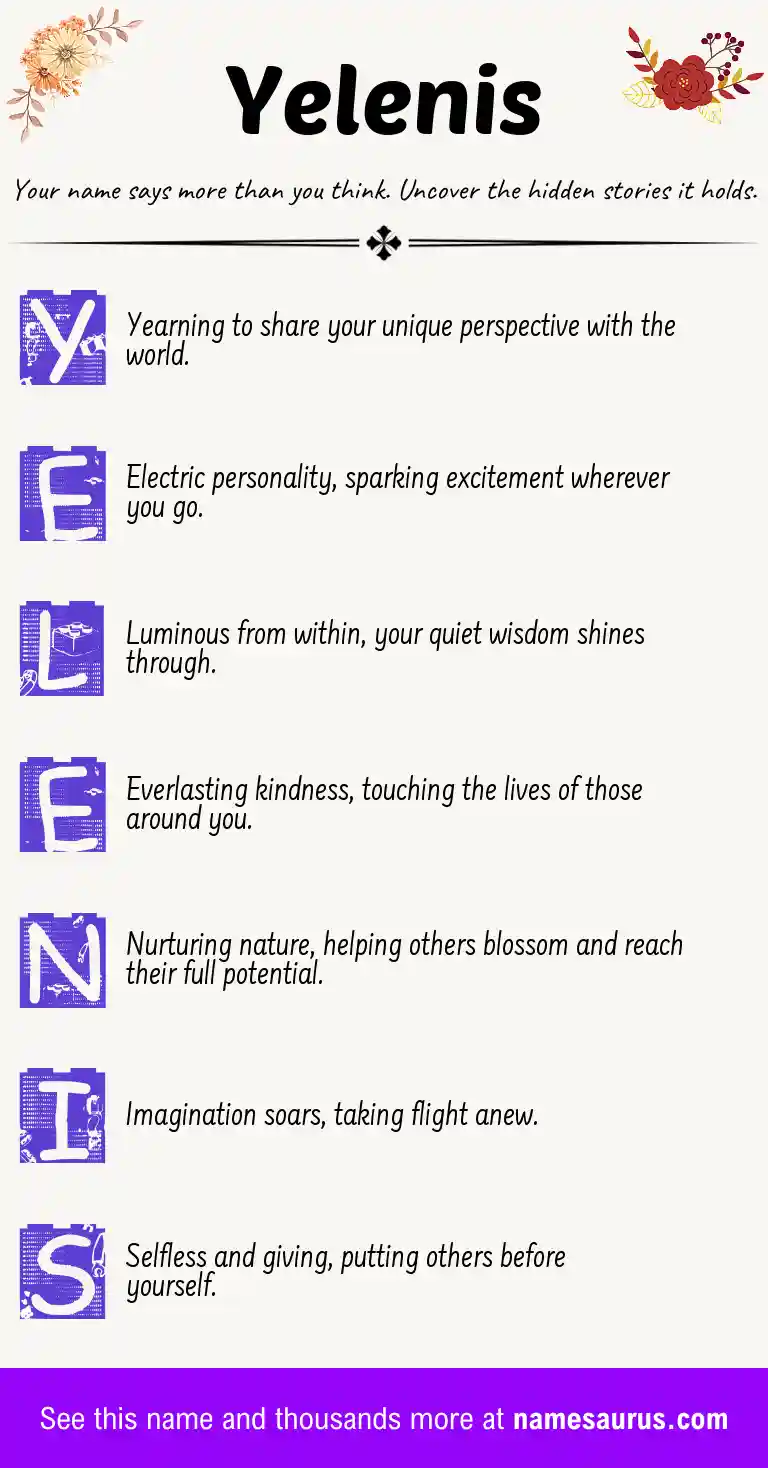 Acrostic poem about Yelenis.